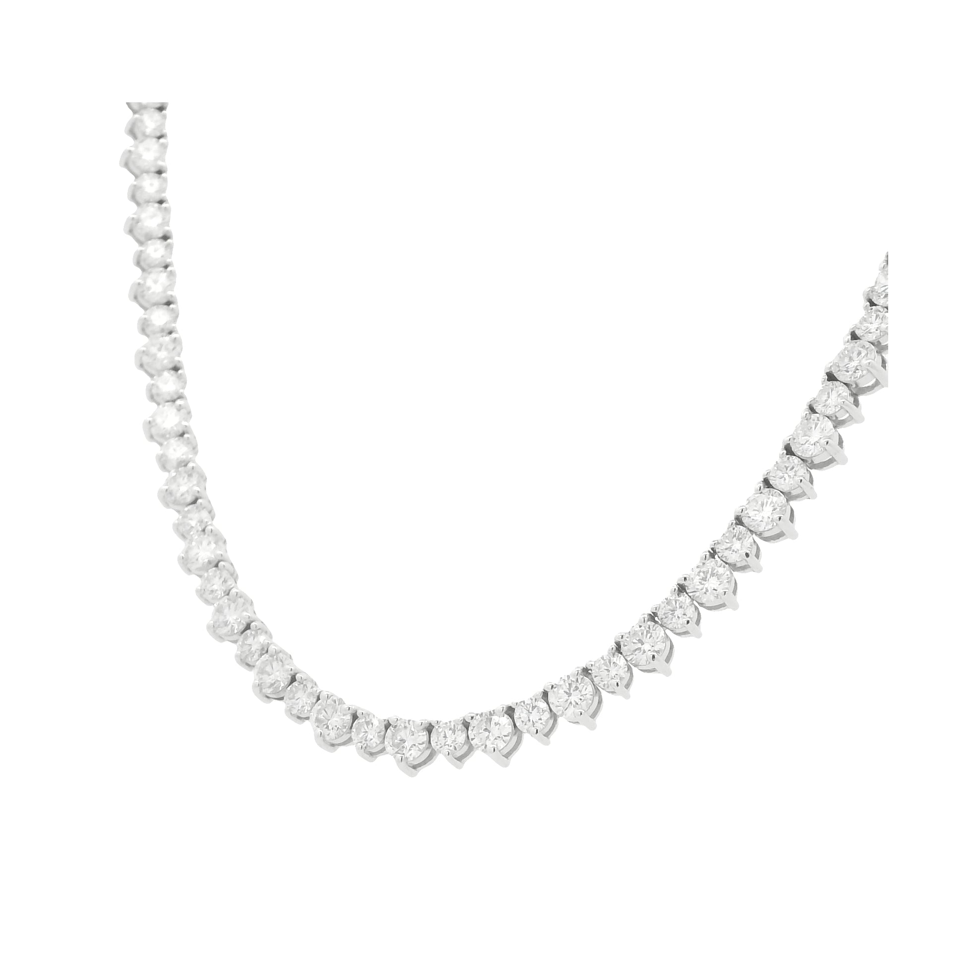 14K White Gold Round Brilliant Diamond Tennis Necklace