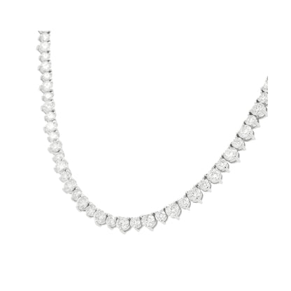 14K White Gold Round Brilliant Diamond Tennis Necklace