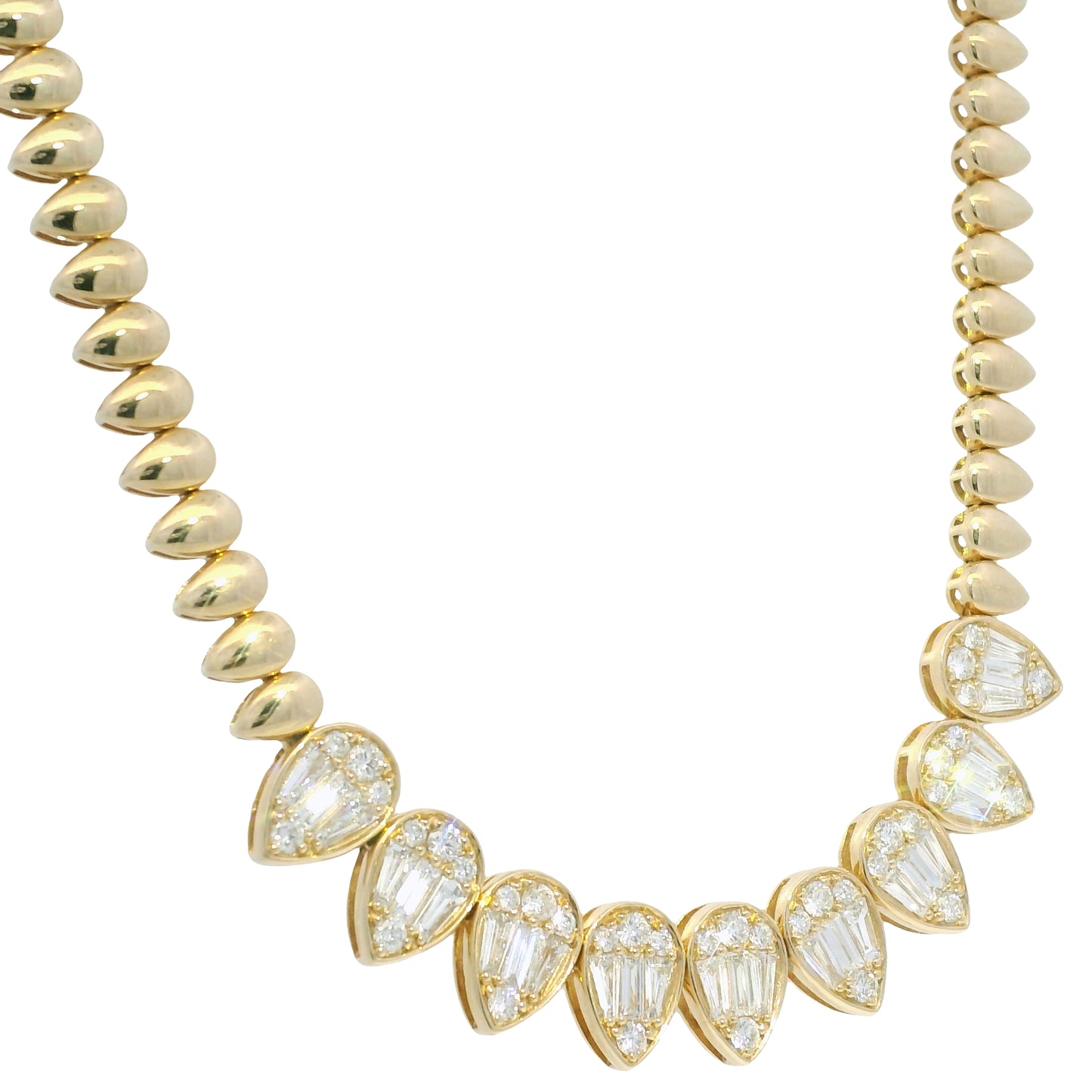14k Yellow Gold Natural Diamond Spiked Collar Necklace