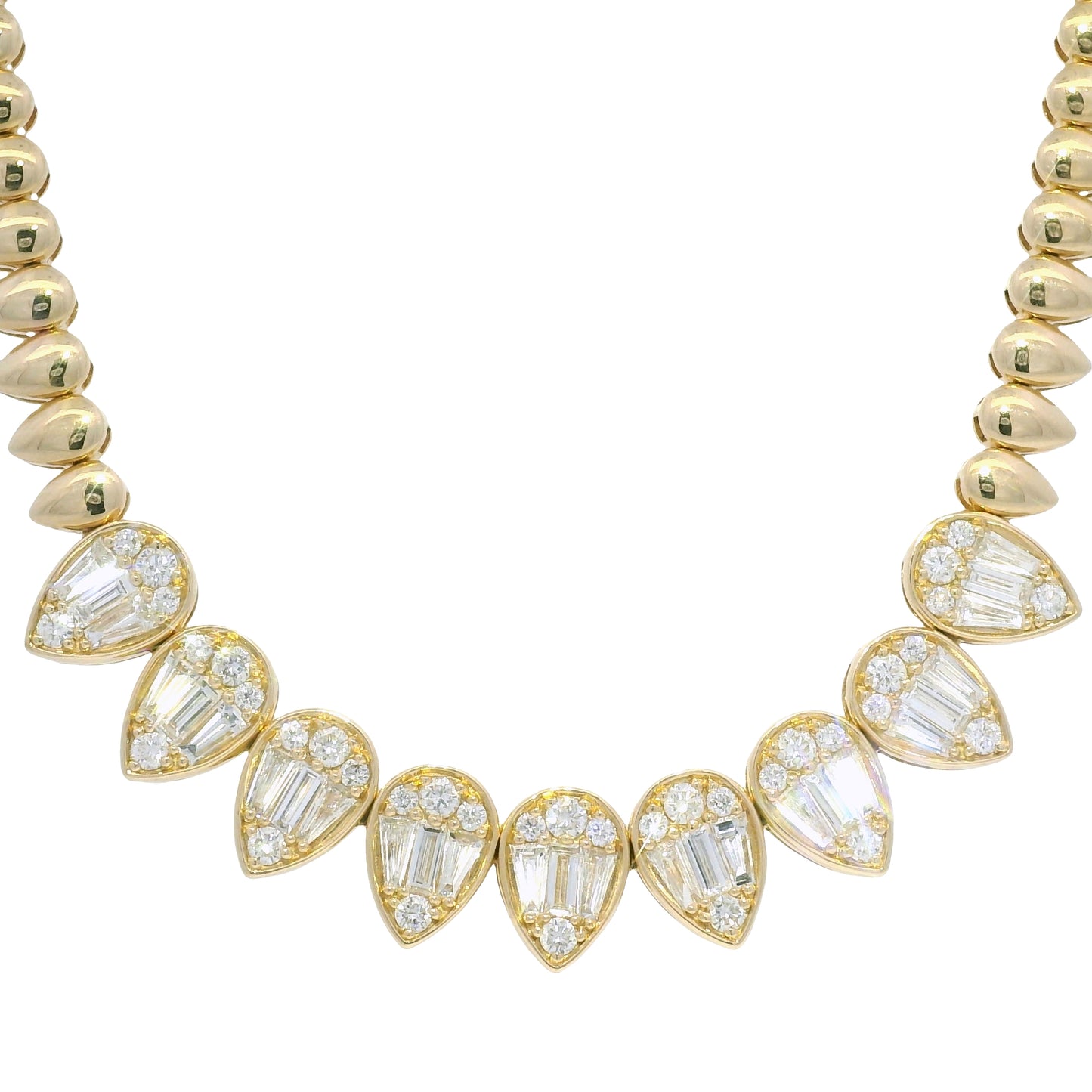 14k Yellow Gold Natural Diamond Spiked Collar Necklace