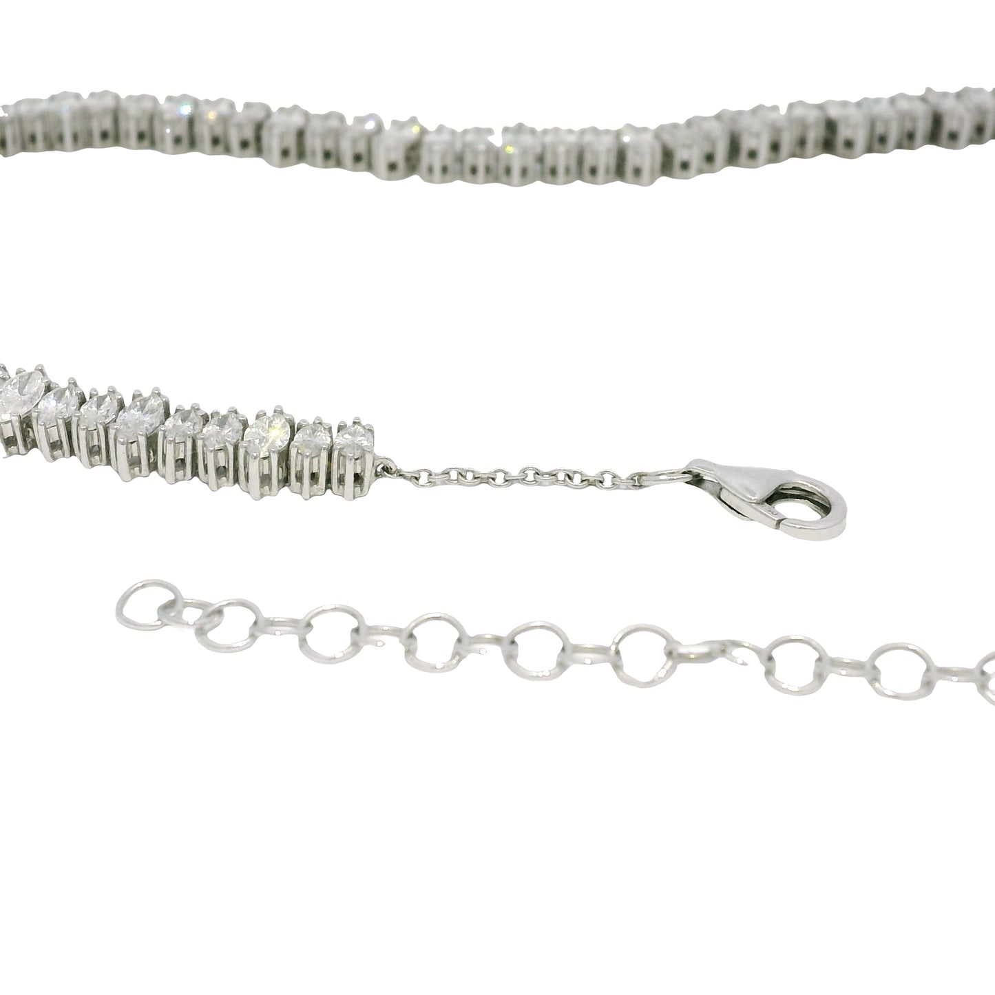18k White Gold Natural Marquise Cut Diamond Adjustable Tennis Necklace
