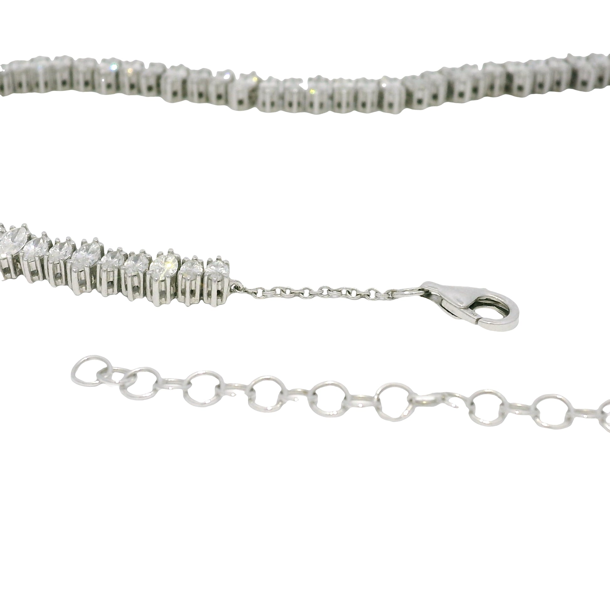 18k White Gold Natural Marquise Cut Diamond Adjustable Tennis Necklace