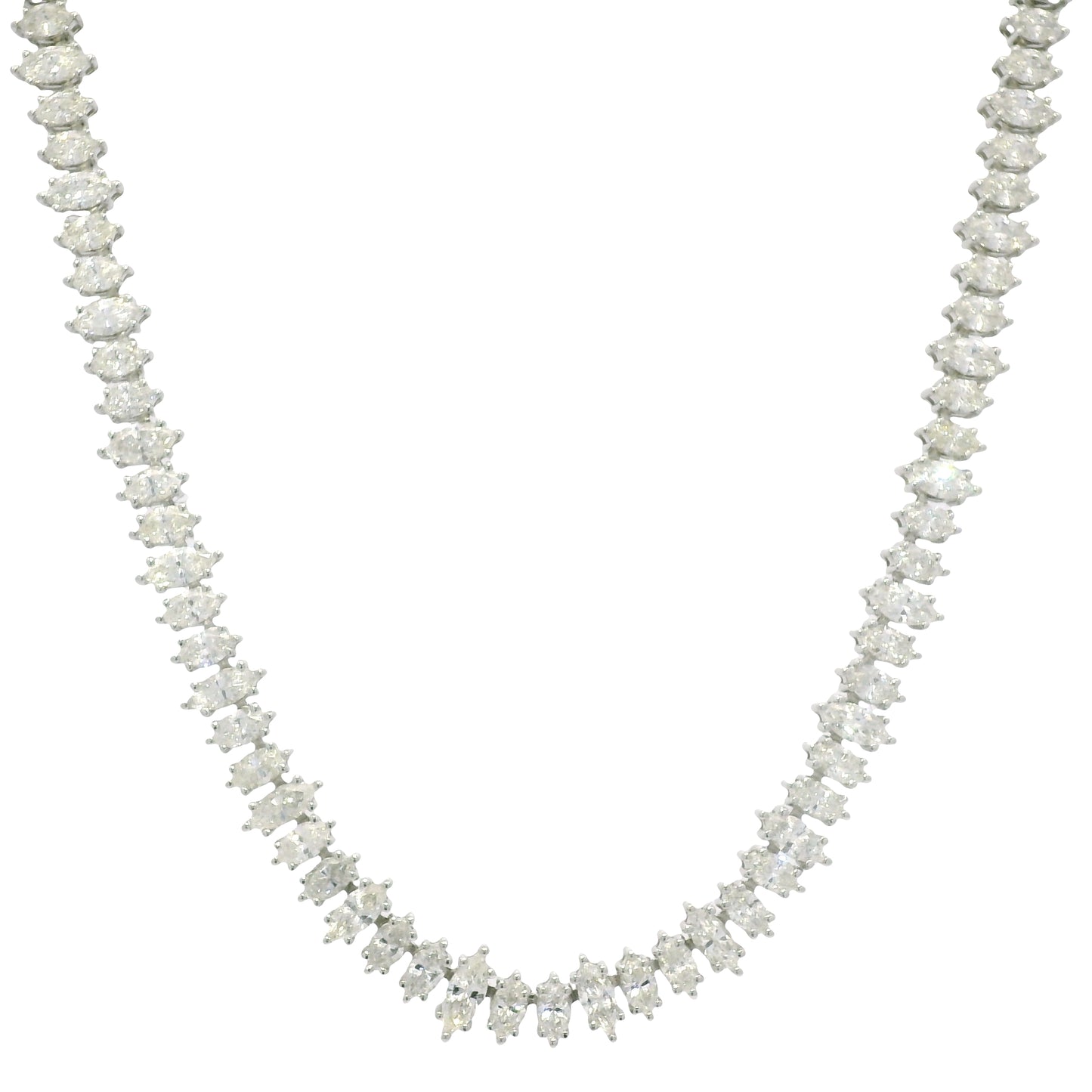 18k White Gold Natural Marquise Cut Diamond Adjustable Tennis Necklace