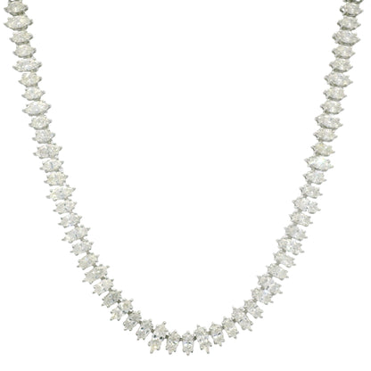 18k White Gold Natural Marquise Cut Diamond Adjustable Tennis Necklace