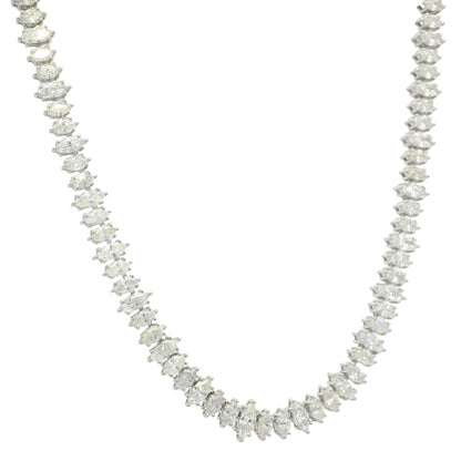18k White Gold Natural Marquise Cut Diamond Adjustable Tennis Necklace