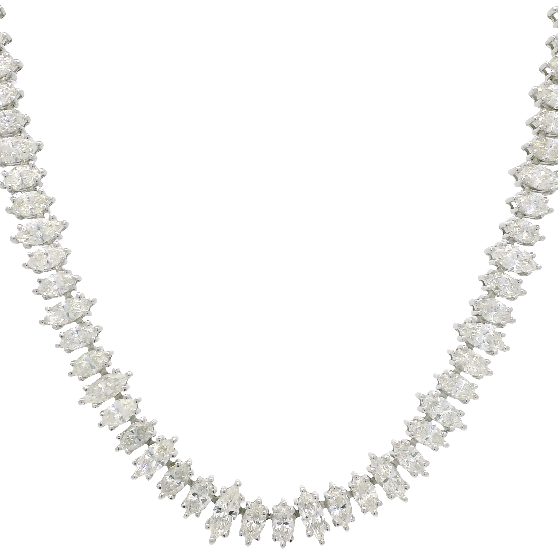 18k White Gold Natural Marquise Cut Diamond Adjustable Tennis Necklace