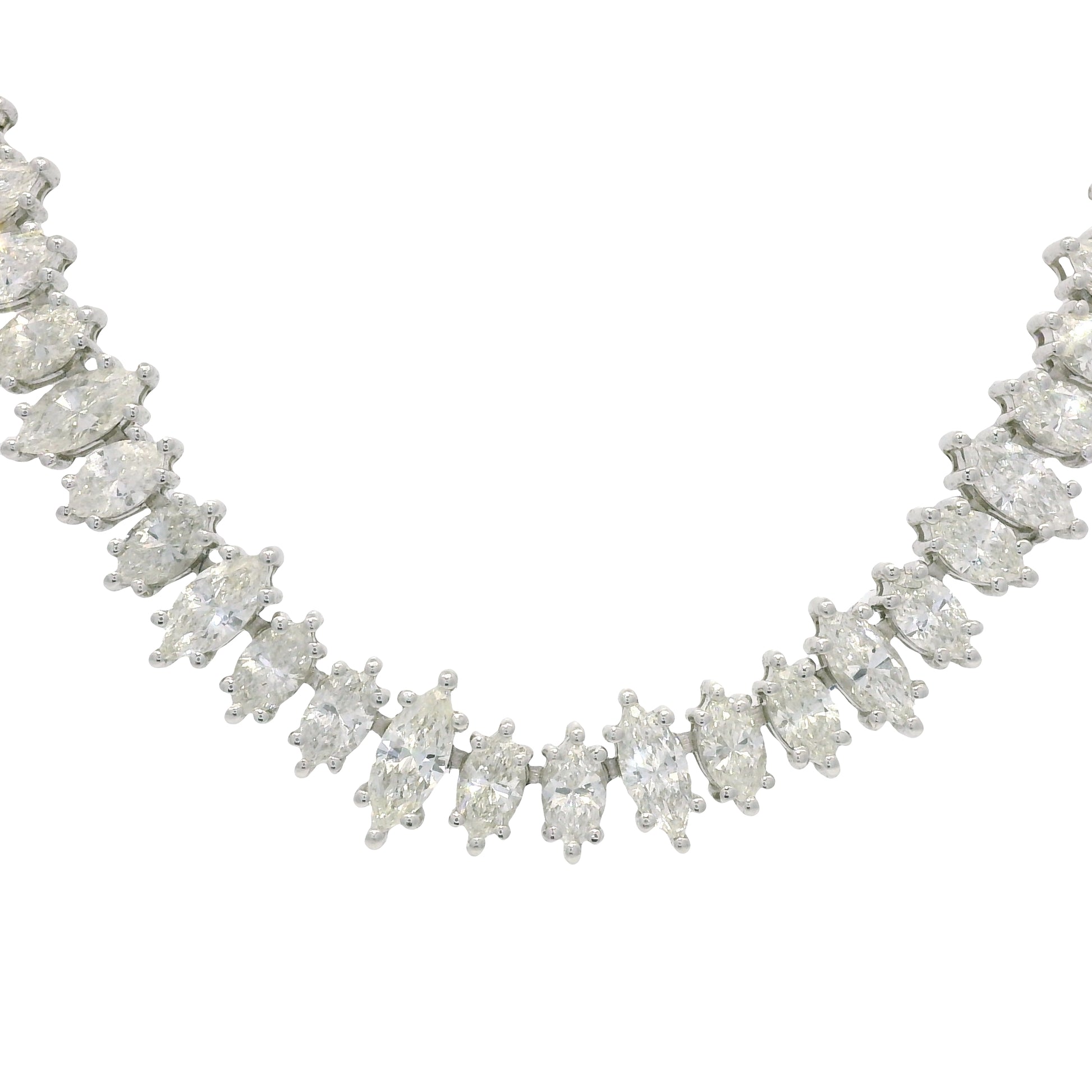 18k White Gold Natural Marquise Cut Diamond Adjustable Tennis Necklace