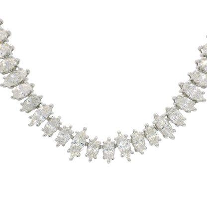 18k White Gold Natural Marquise Cut Diamond Adjustable Tennis Necklace