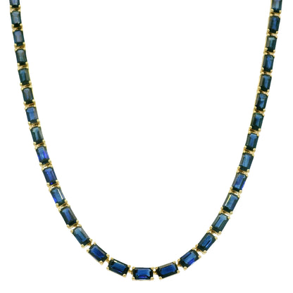 14k Yellow Gold Natural 15.85 Carat Sapphire Tennis Necklace