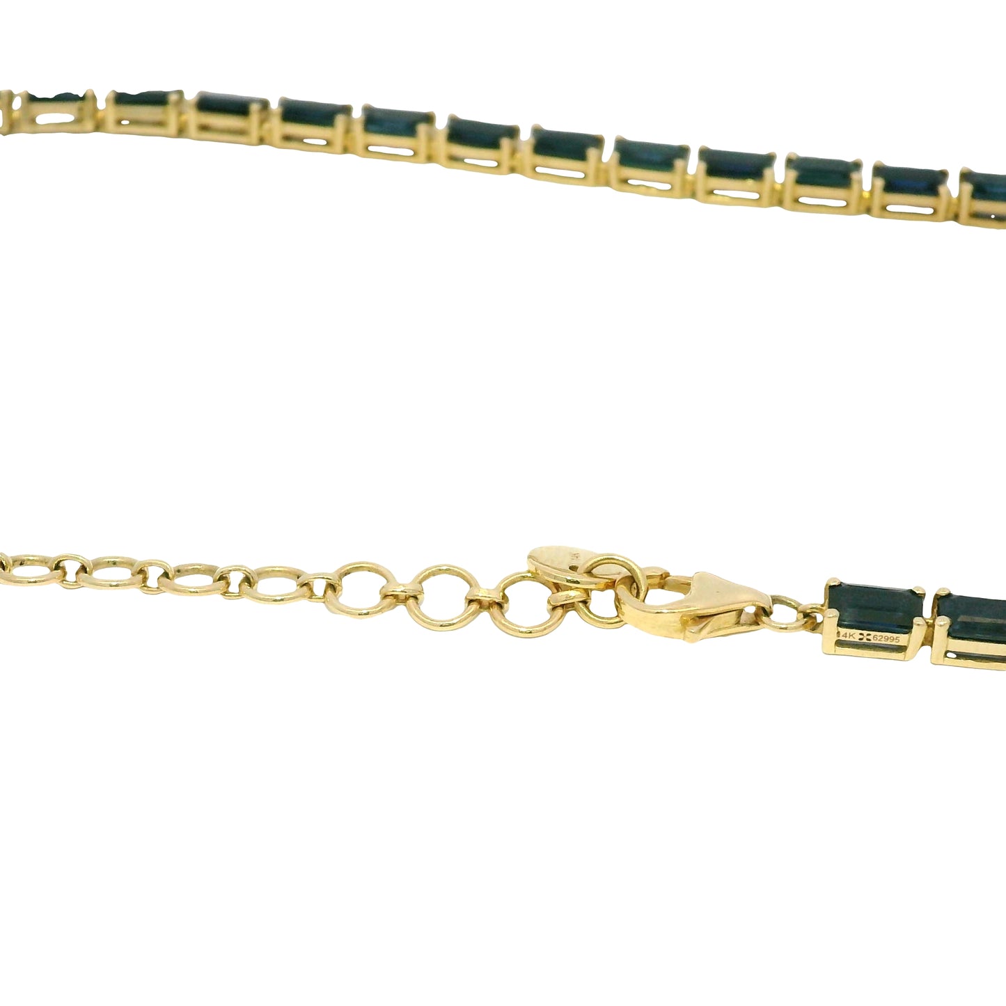 14k Yellow Gold Natural 15.85 Carat Sapphire Tennis Necklace