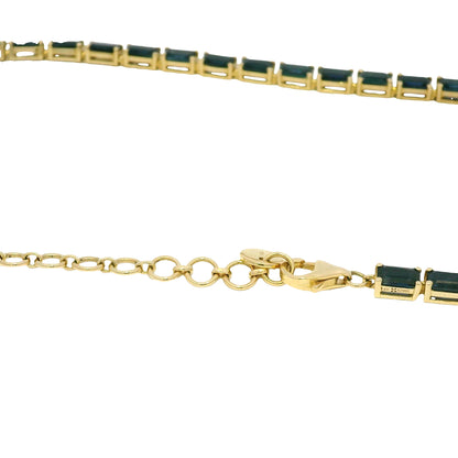 14k Yellow Gold Natural 15.85 Carat Sapphire Tennis Necklace