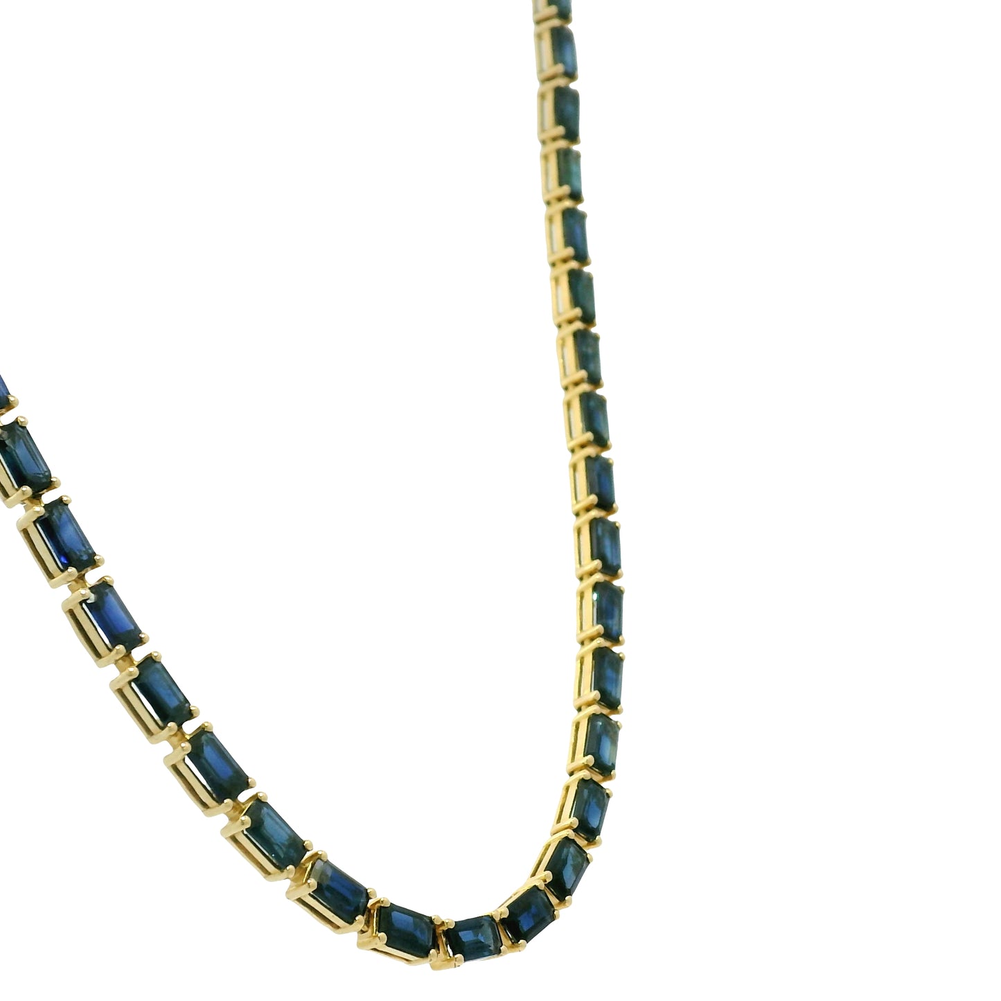 14k Yellow Gold Natural 15.85 Carat Sapphire Tennis Necklace