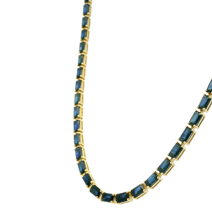 14k Yellow Gold Natural 15.85 Carat Sapphire Tennis Necklace