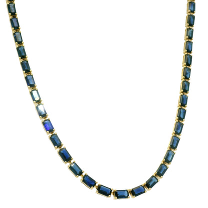 14k Yellow Gold Natural 15.85 Carat Sapphire Tennis Necklace