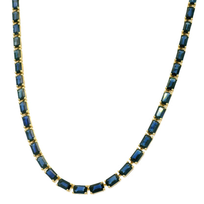 14k Yellow Gold Natural 15.85 Carat Sapphire Tennis Necklace