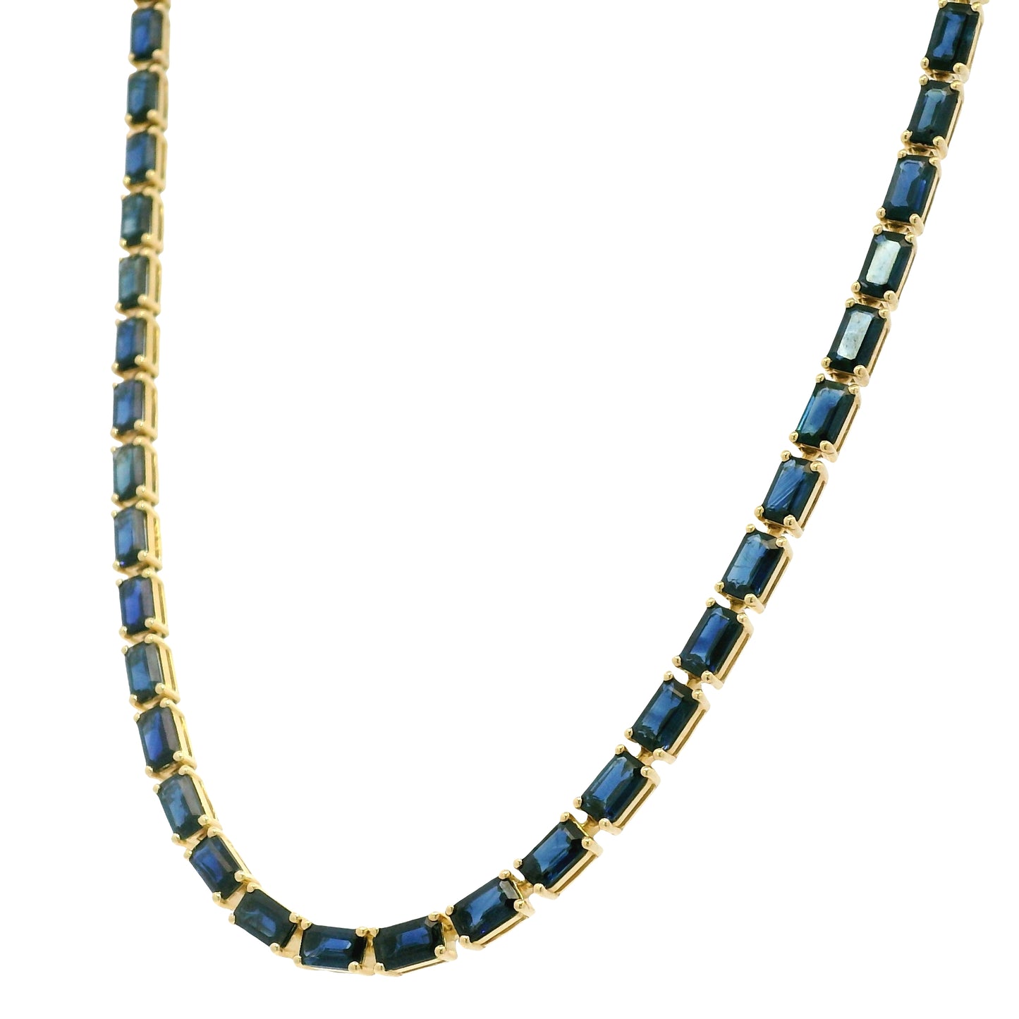 14k Yellow Gold Natural 15.85 Carat Sapphire Tennis Necklace