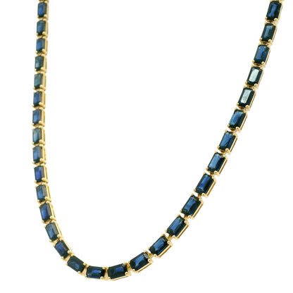 14k Yellow Gold Natural 15.85 Carat Sapphire Tennis Necklace