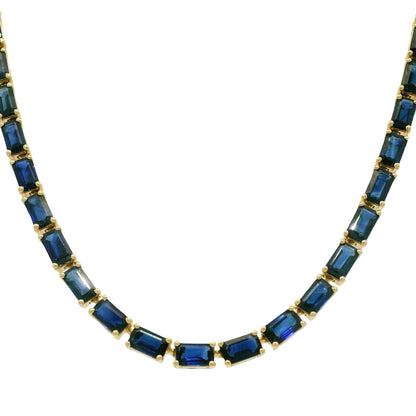 14k Yellow Gold Natural 15.85 Carat Sapphire Tennis Necklace
