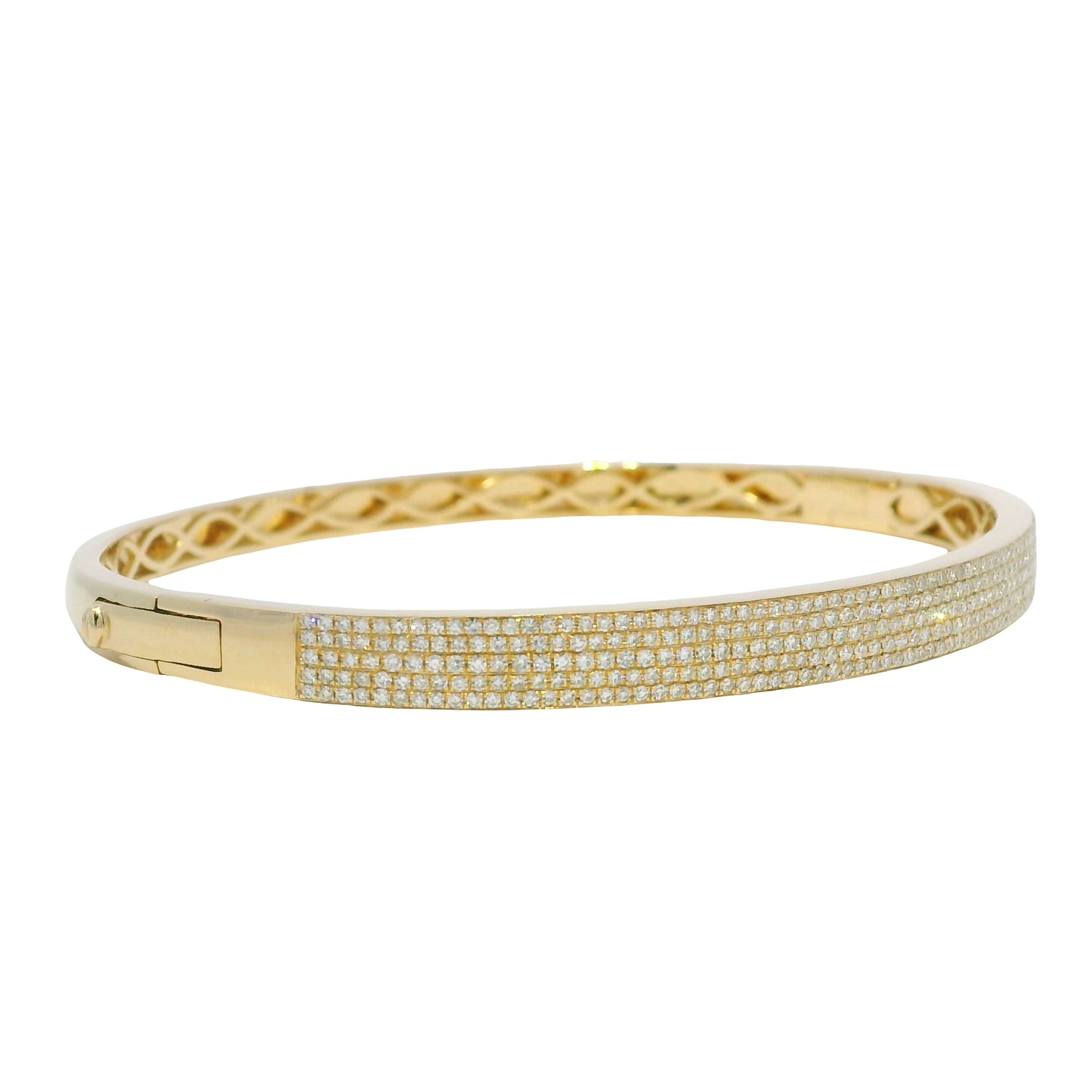 14k Yellow Gold Natural Diamond 5-Row Pave Bangle Bracelet