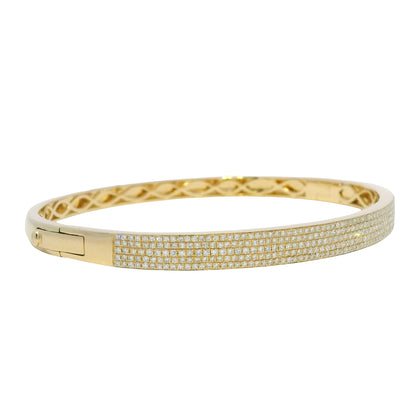 14k Yellow Gold Natural Diamond 5-Row Pave Bangle Bracelet