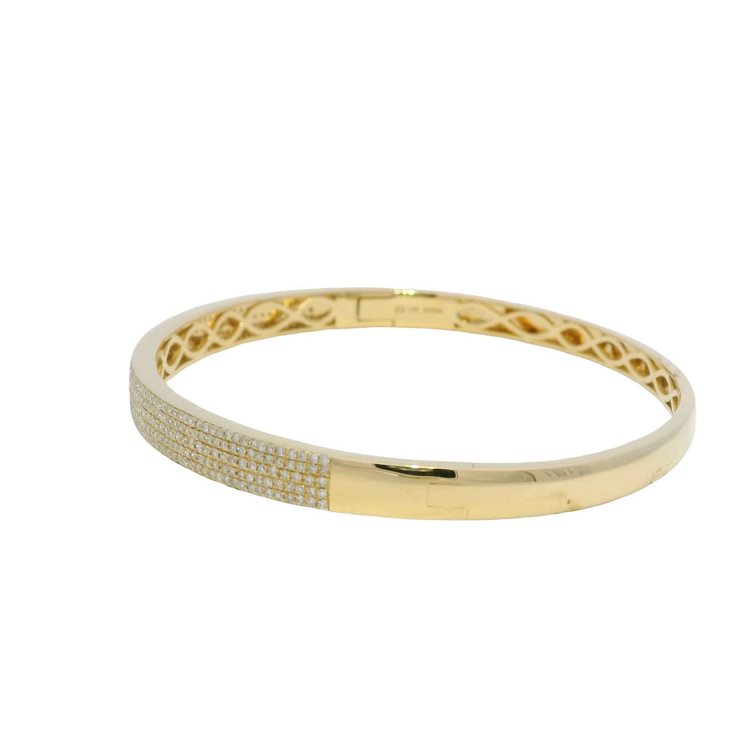 14k Yellow Gold Natural Diamond 5-Row Pave Bangle Bracelet
