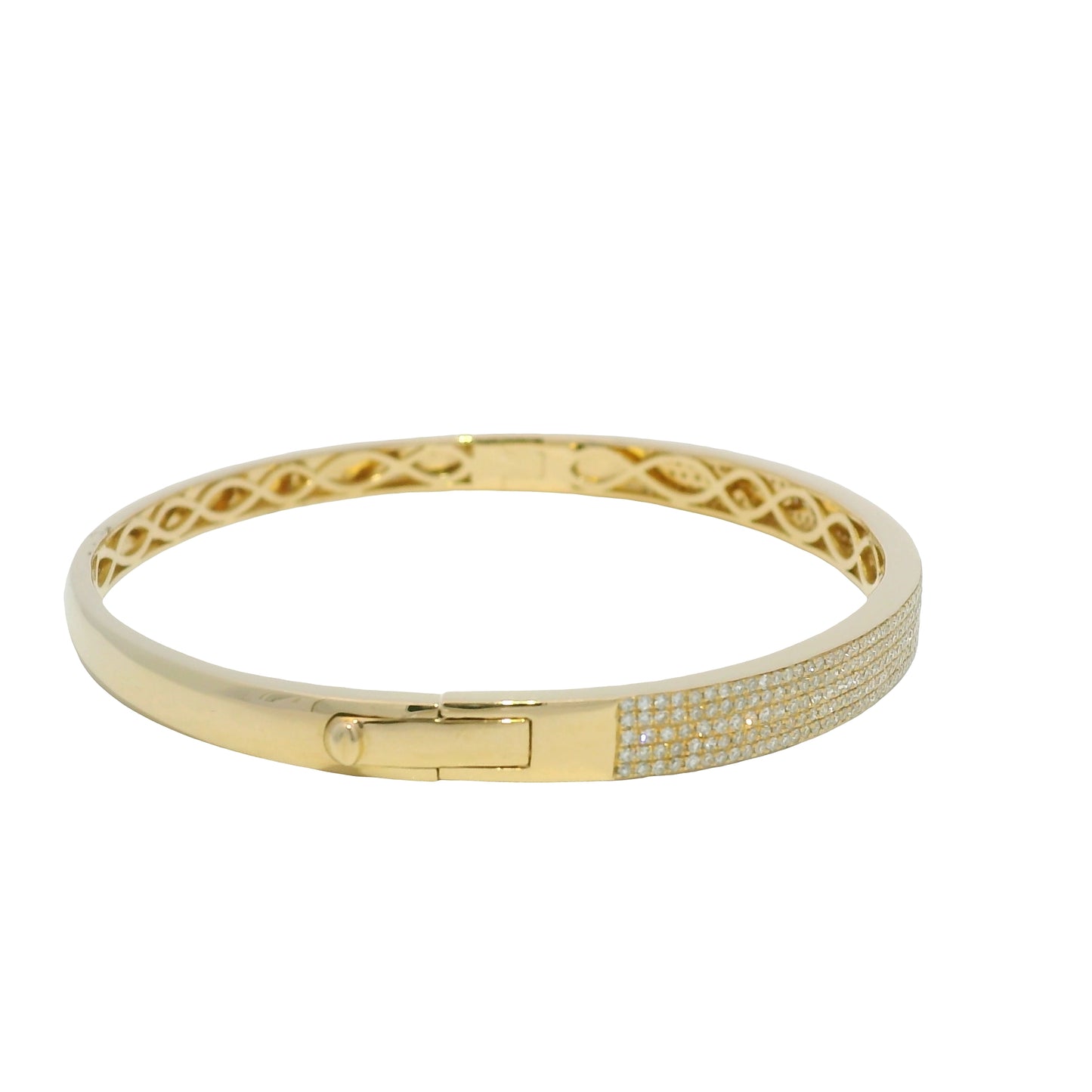14k Yellow Gold Natural Diamond 5-Row Pave Bangle Bracelet