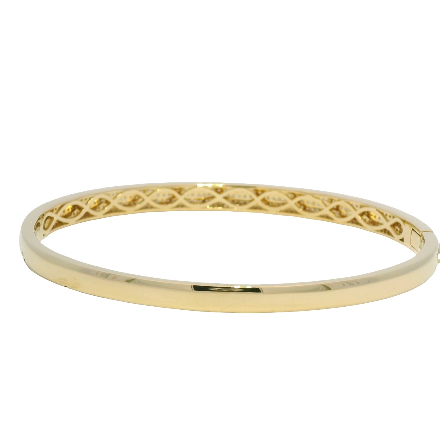 14k Yellow Gold Natural Diamond 5-Row Pave Bangle Bracelet