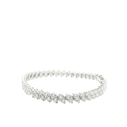 14K White Gold 2- Row Natural Round Brilliant Cut Diamond Tennis Bracelet