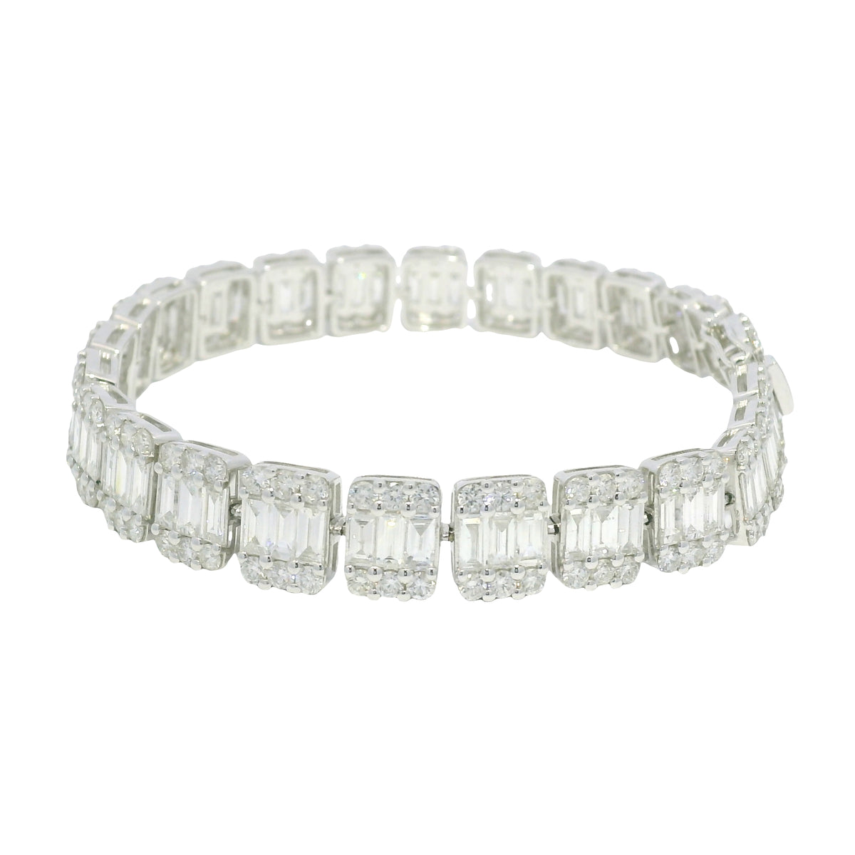 18k White Gold Natural Diamond Mosaic Rectangular Station Bracelet