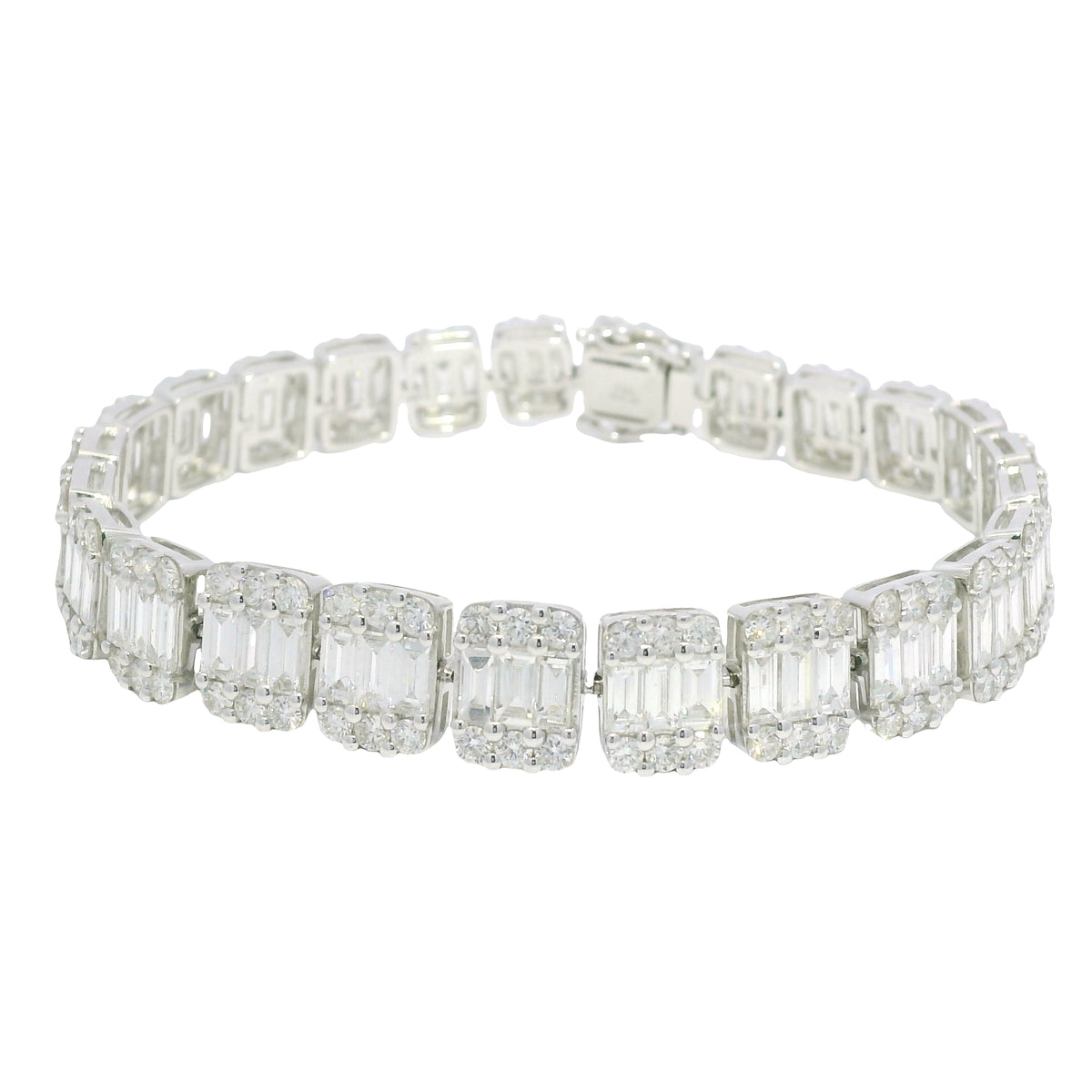 18k White Gold Natural Diamond Mosaic Rectangular Station Bracelet