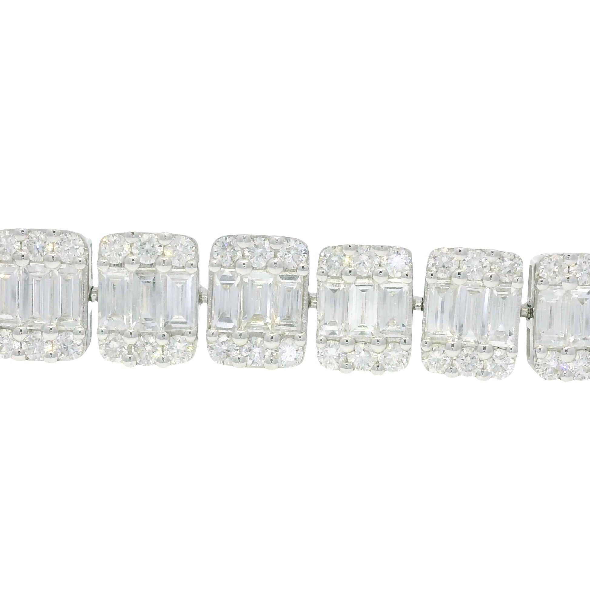 18k White Gold Natural Diamond Mosaic Rectangular Station Bracelet