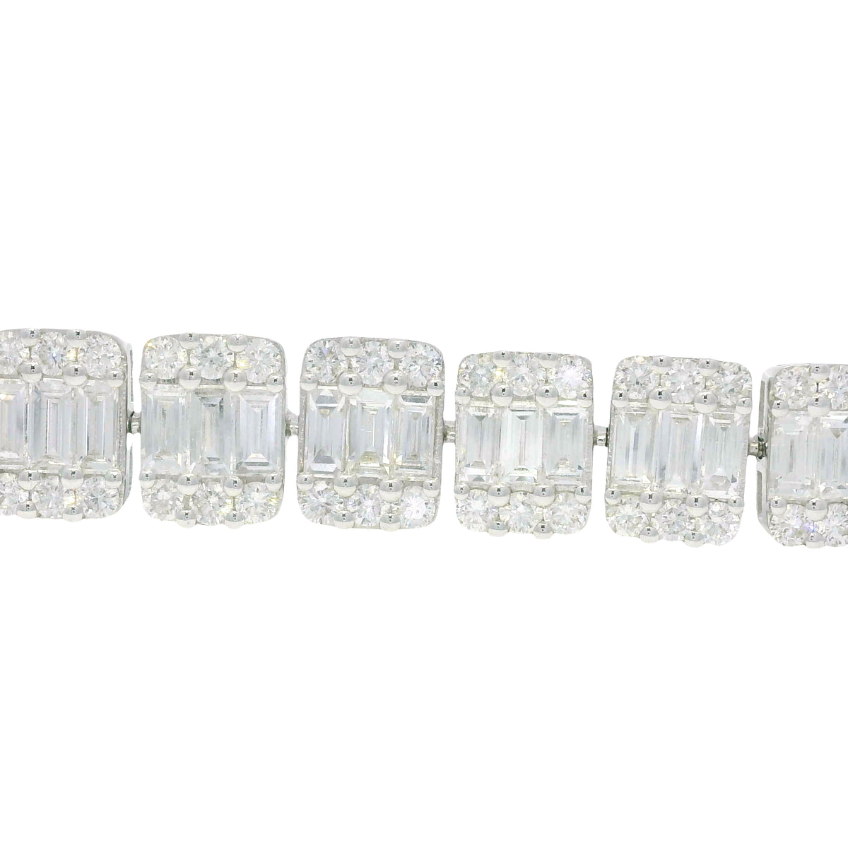 18k White Gold Natural Diamond Mosaic Rectangular Station Bracelet