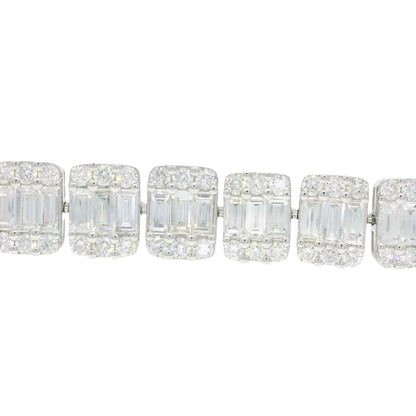 18k White Gold Natural Diamond Mosaic Rectangular Station Bracelet