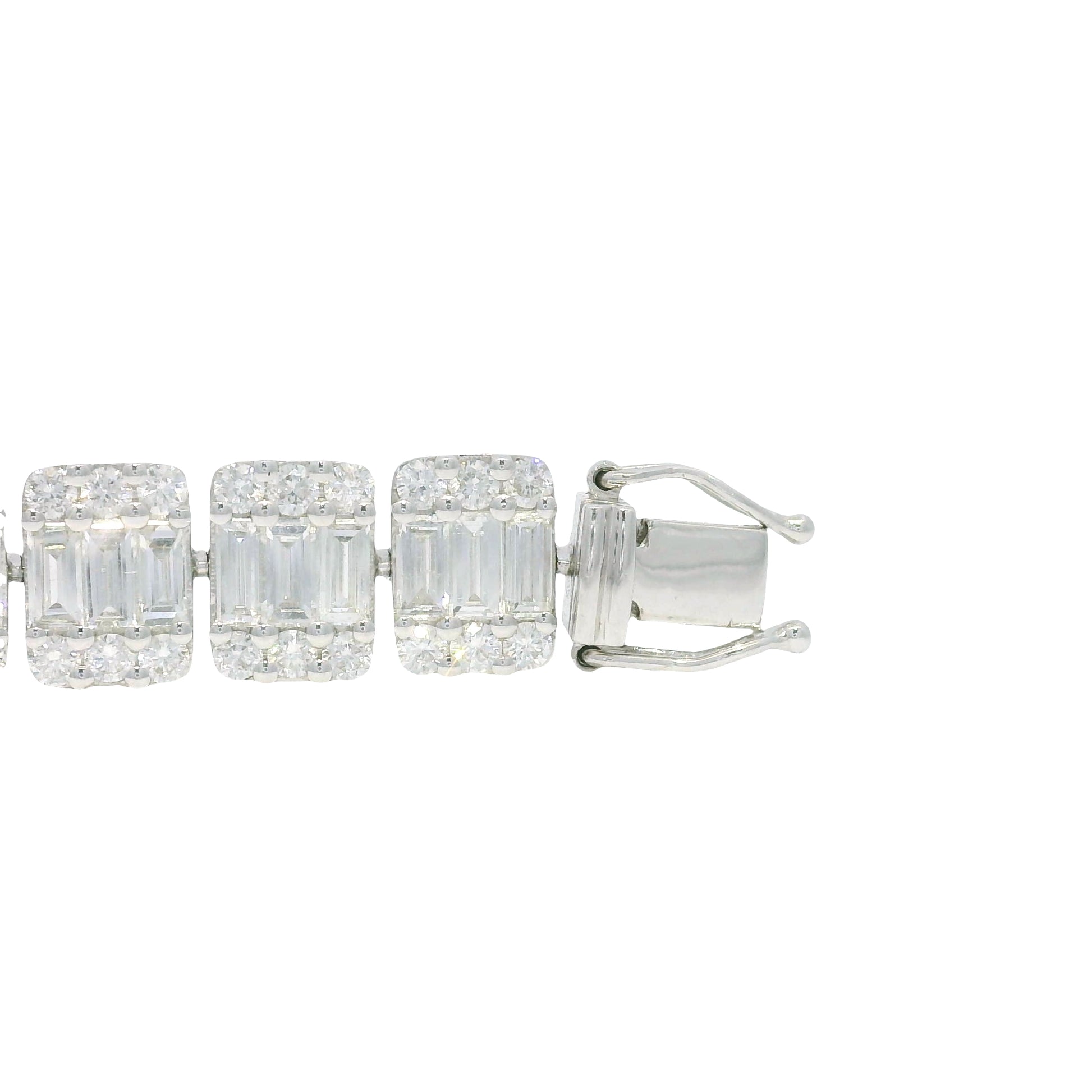 18k White Gold Natural Diamond Mosaic Rectangular Station Bracelet