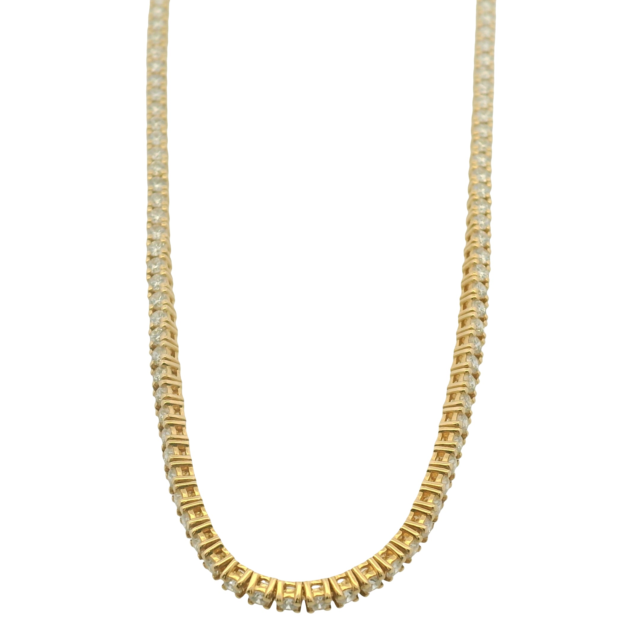 18k Yellow Gold Natural Diamond Adjustable Tennis Necklace