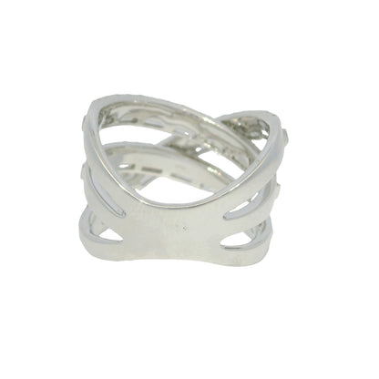 14k White gold Round Brilliant Baguette Diamond Cut Crossover Band