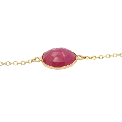 14k Yellow Gold 23.63 Carat Oval Ruby Bezel Set By The Yard Necklace