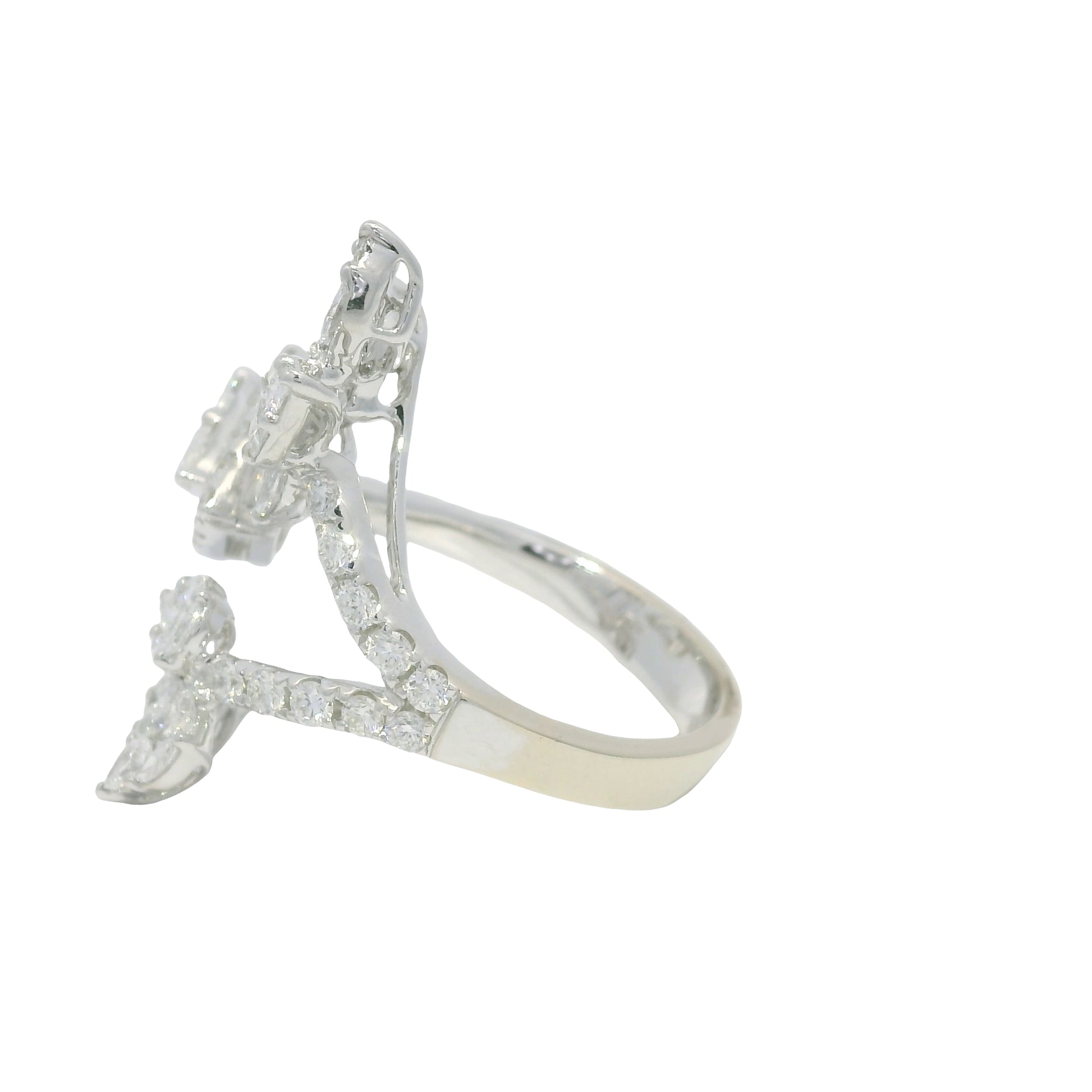 18k White Gold Natural Multi-Shape Diamond Bypass Ring