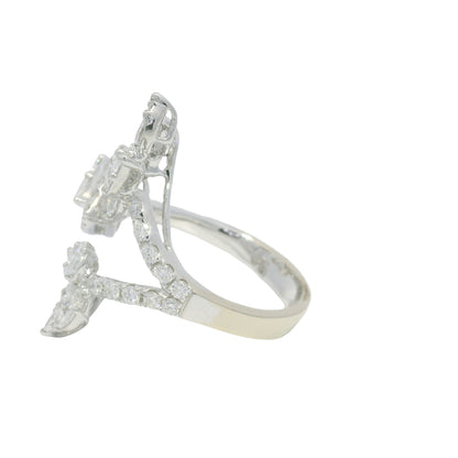 18k White Gold Natural Multi-Shape Diamond Bypass Ring