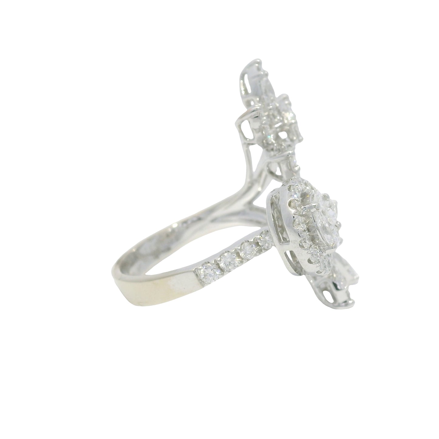 18k White Gold Natural Multi-Shape Diamond Bypass Ring