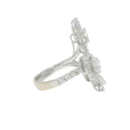 18k White Gold Natural Multi-Shape Diamond Bypass Ring