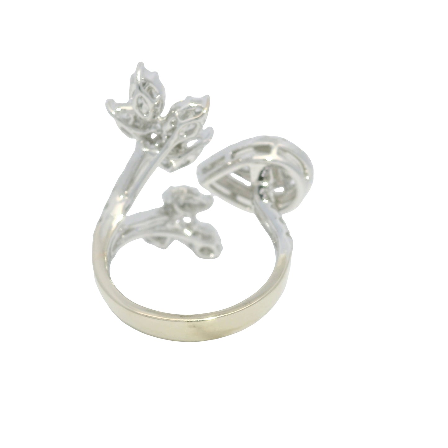 18k White Gold Natural Multi-Shape Diamond Bypass Ring