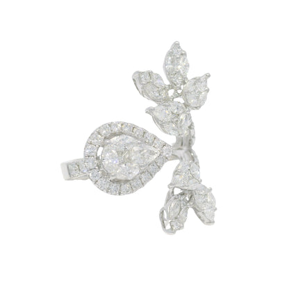 18k White Gold Natural Multi-Shape Diamond Bypass Ring