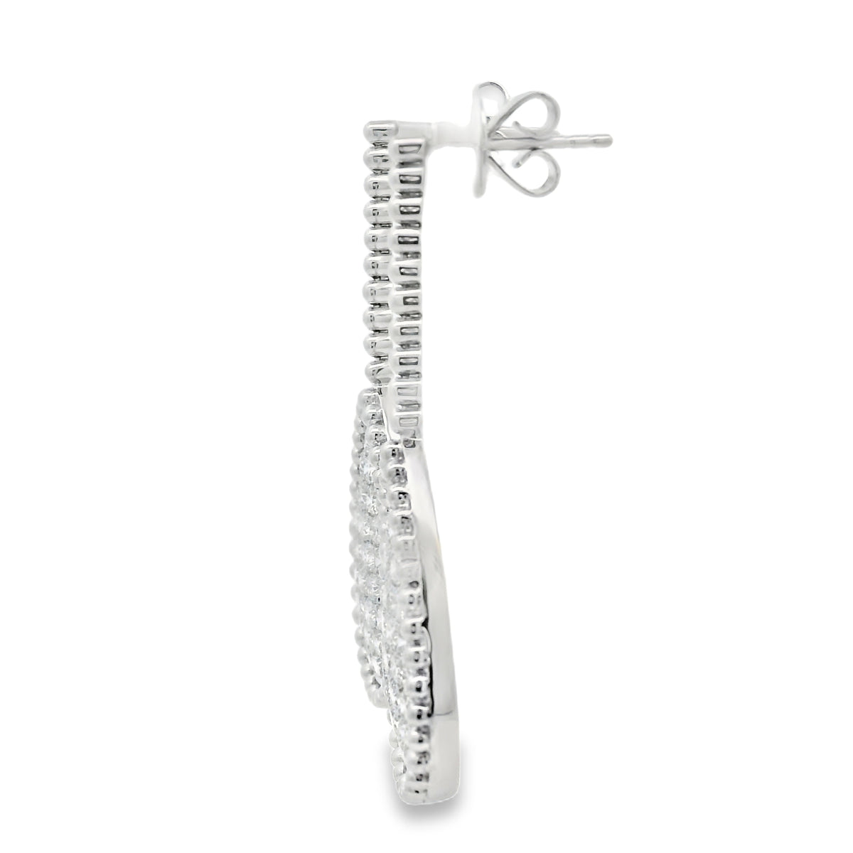 18k White Gold Natural Diamond Pave Teardrop Earrings