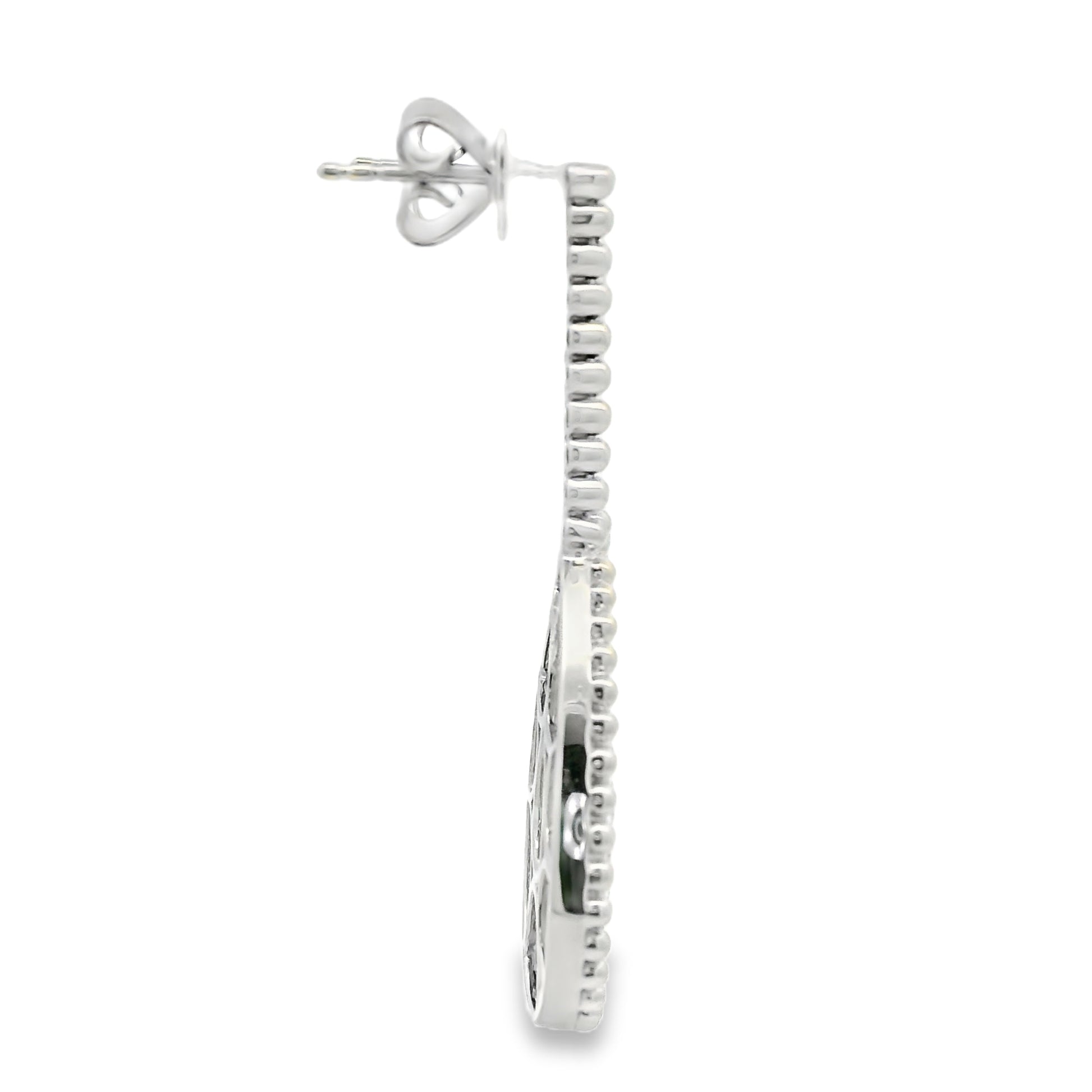 18k White Gold Natural Diamond Pave Teardrop Earrings