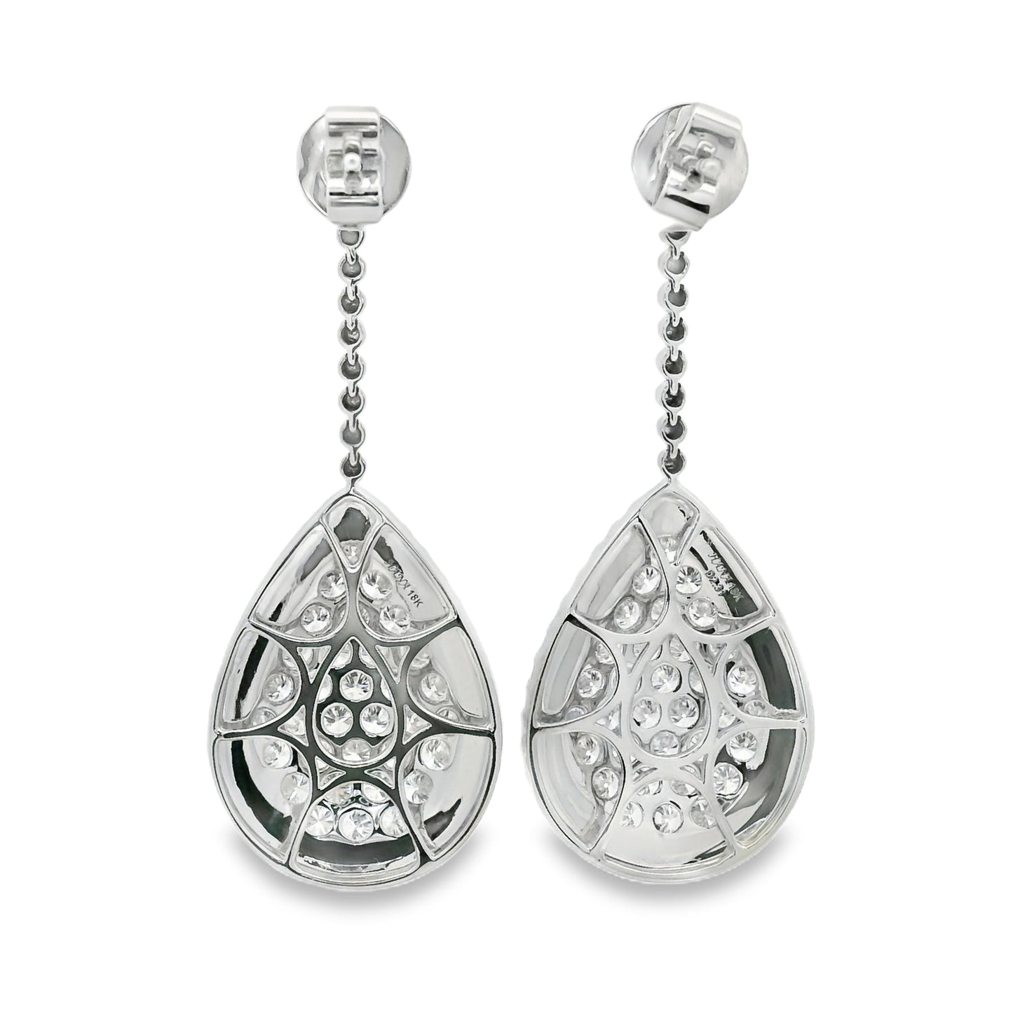 18k White Gold Natural Diamond Pave Teardrop Earrings