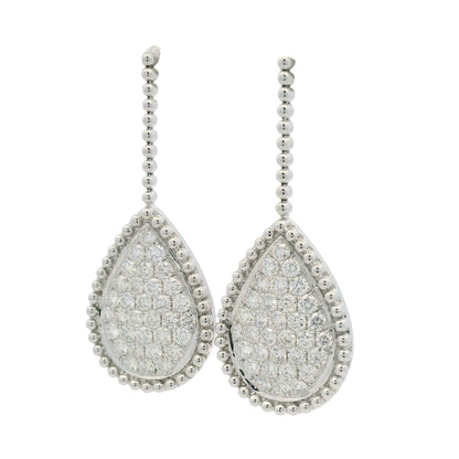 18k White Gold Natural Diamond Pave Teardrop Earrings