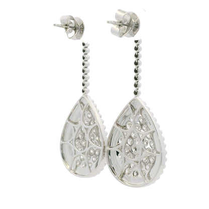 18k White Gold Natural Diamond Pave Teardrop Earrings