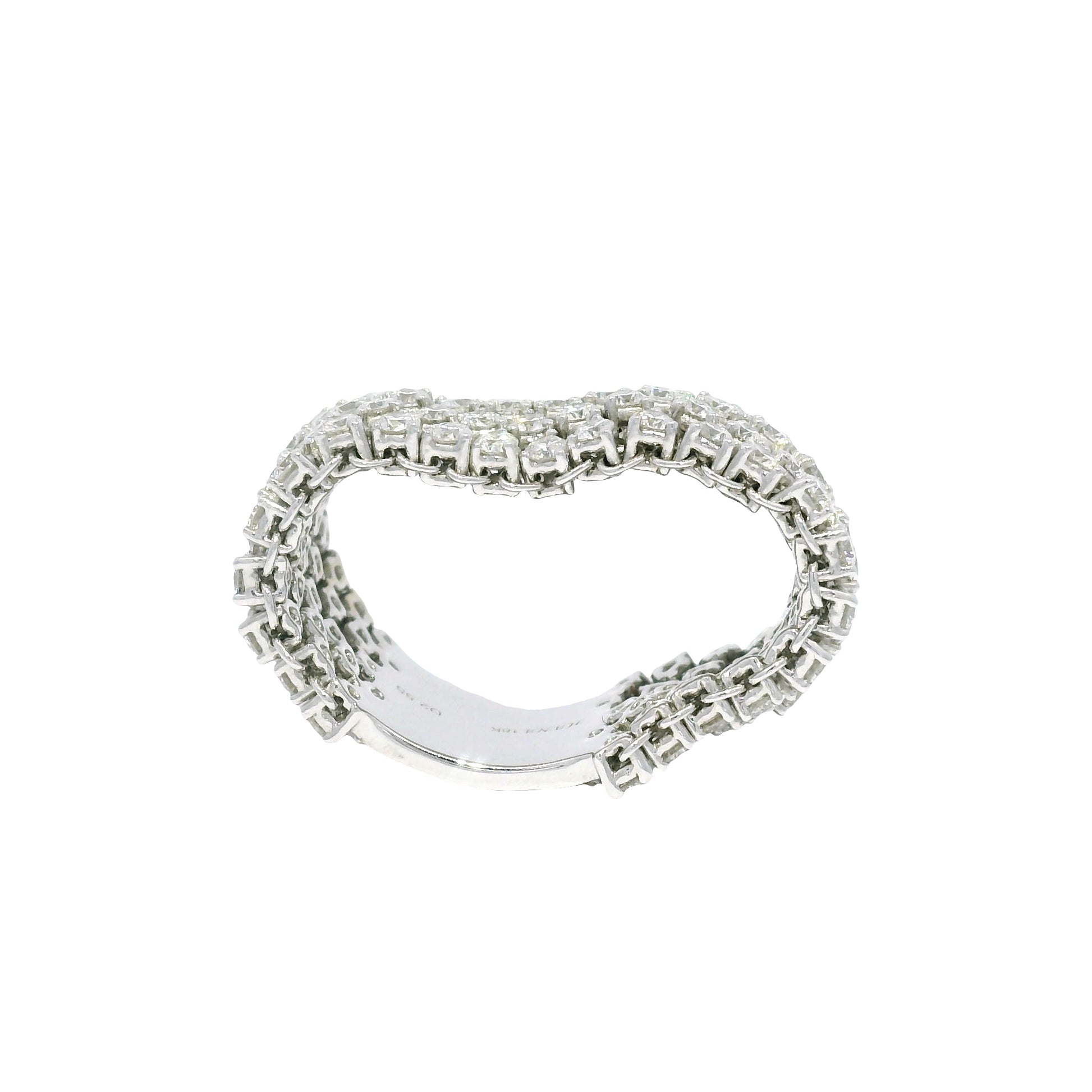 18K White Gold Natural Round Brilliant Diamond 5-Row Flexible Ring