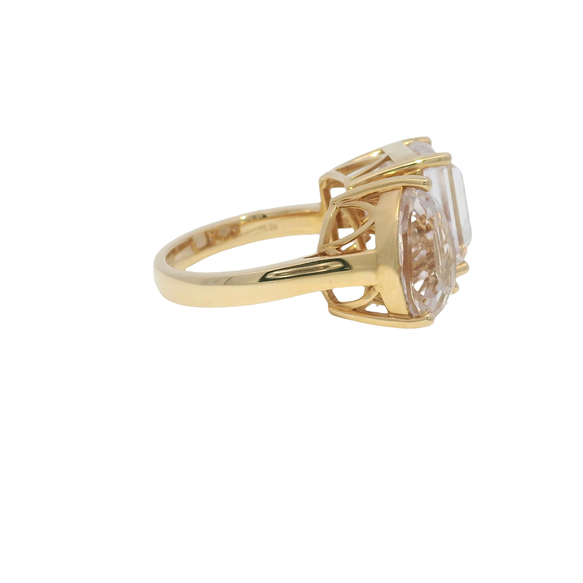 18k Rose Gold Natural Kunzite Pear &amp; Emerald Cut Toi Et Moi Ring
